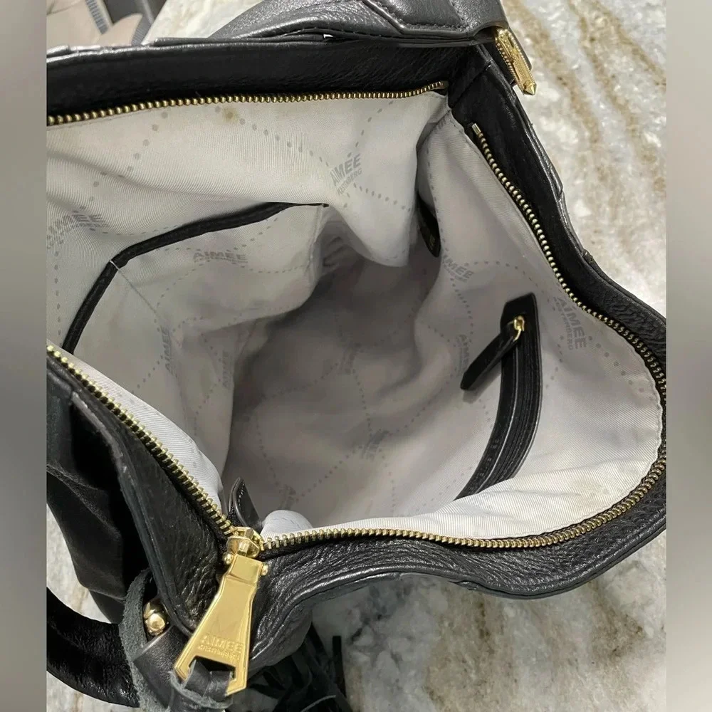 AIMEE KESTENBERG Black Leather Suede Shoulder Bag
